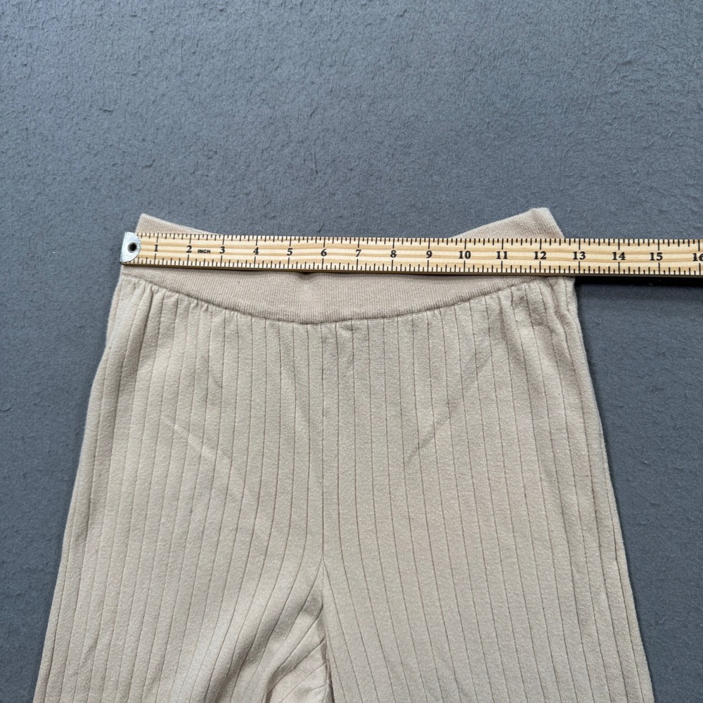 Abercrombie & Fitch Pants‎ Women's M Beige Wide Leg Soft A&F Ribbed Knit Baggy - Picture 3 of 7